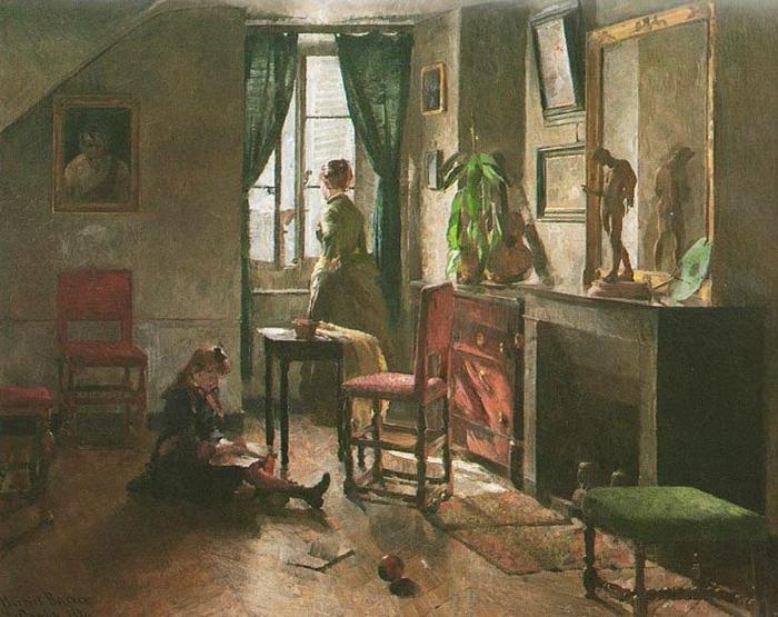 Harriet Backer Interior med figurer oil painting image
